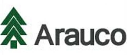 Clean, flat, monochrome wordmark logo that reads 'Arauco', centered on white background, bold sans-serif, high contrast, minimal, no icon, 2000x1200.
